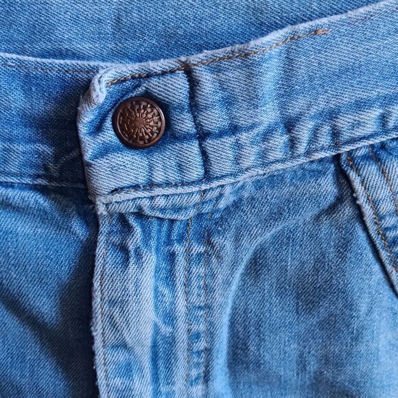 22x29 Vintage Jeans 1970's High-Waisted Wide Leg Denim Dual Front & Back Pockets - Picture 4 of 6